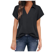 Shirts & Blouses Women'S Short Sleeve With V Neck Tunic Elegant Women'S Blouses Casual Blouse Blusas Elegantes Para Mujer 2024