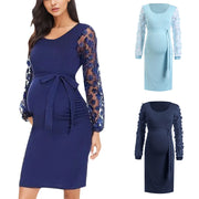 Women Maternity Dress Temperament Long Sleeve Nursied Baby Dresses Lace Nightgown Breastfeeding Nightshirt Outfits For Woman