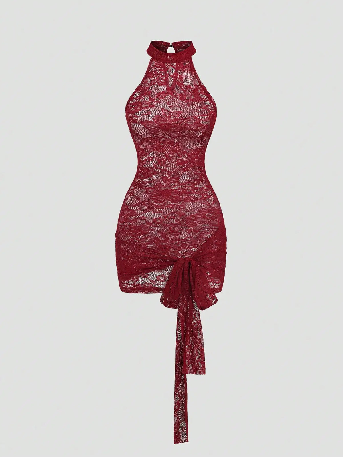 Red Lace Halter Mini Dress – main view