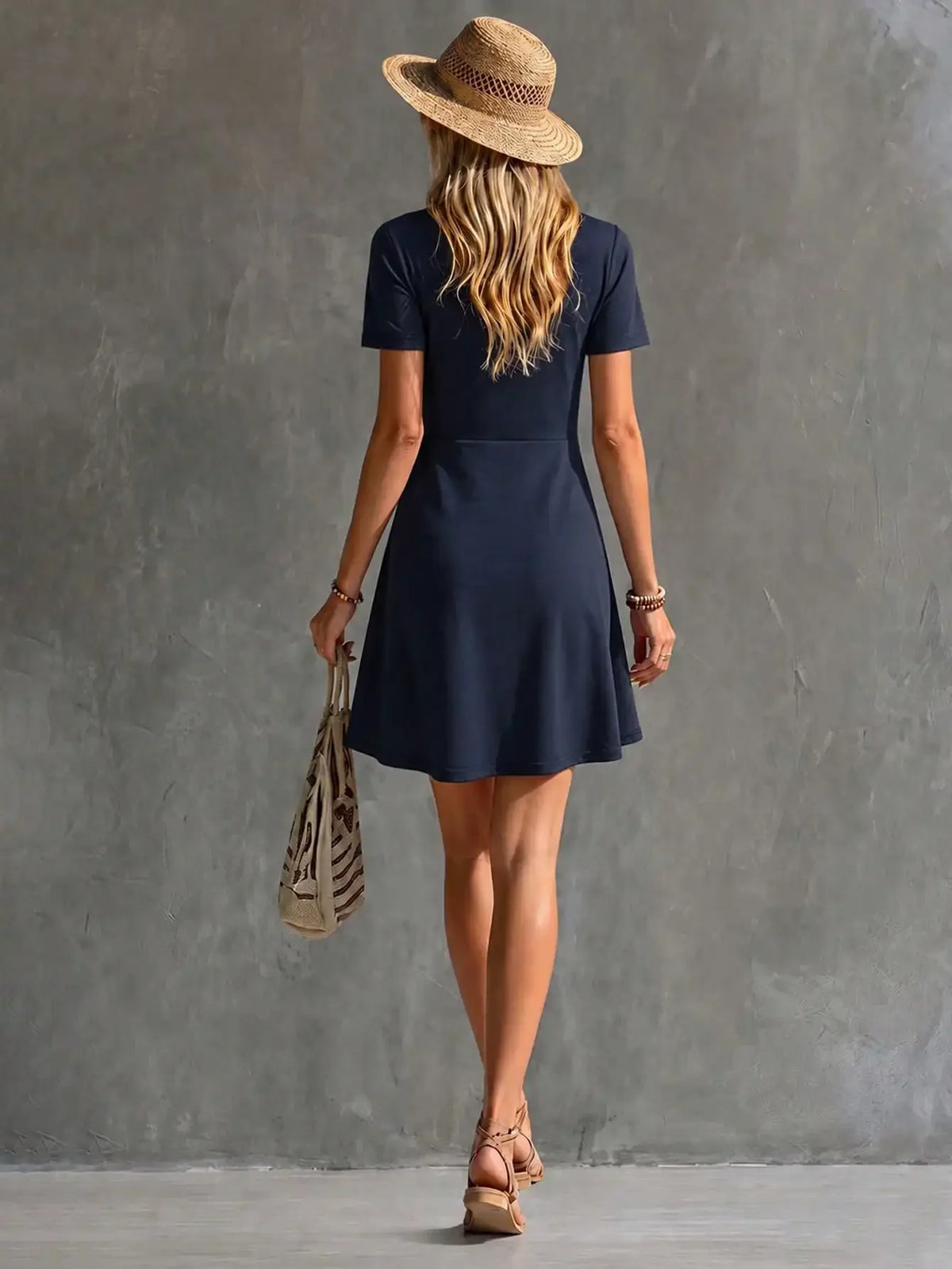Twist-Front V-Neck Short Sleeve Dress – view 2 of 14