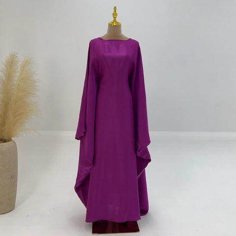 Ramadan Satin Abaya Islam Muslim Summer Batwing Sleeve Maxi Dress Kebaya Abayas For Women Kaftan Robe Musulmane Femme Vestidos