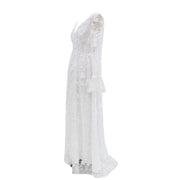 Luxury Dresses Women 2024 Ladies Spring Summer Sexy Deep V Lace Mesh Long Sleeve Dress Wedding Dress Dress Vestidos En Oferta
