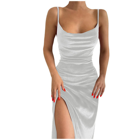 Elegant Green Long Party Dresses Women Sexy Pile Neck Slimming Velvet Evening Dress Female Side High Slits Prom Dress Vestidos