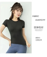 Sports Top Tight Quick-drying Slim Outer Wear Short-sleeved T-shirt Gym Running Womens Yoga Clothes Gym shirt woman Lo yoga Yoga