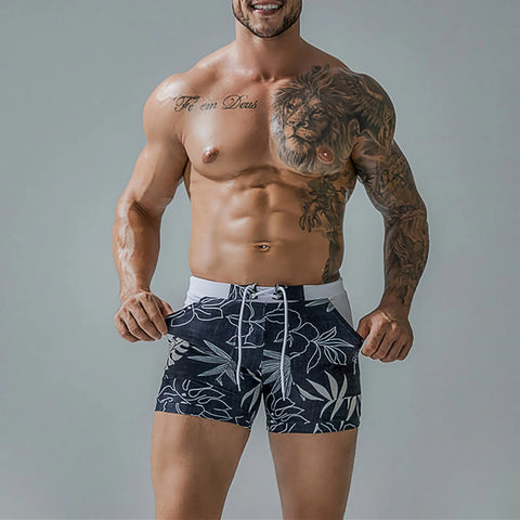 Mens Swim Trunk Swimwear Bathing Suit Swim Brief Square Leg Board Short