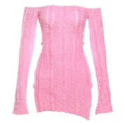 Women Off Shoulder Long Sleeve Open Back Bodycon Midi Mini Dress 2025 Winter Sexy Club Evening Party Dresses Vestidos