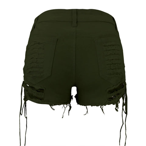 Retro 90s Gothic Punk Sexy Jeans Women Shorts Hollow Out Drawstring Hip Hop Streetwear Denim Shorts Ripped Tassels Hotpants 3XL