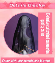 ROLECOS Nun Cosplay Costume Women Uniform Set-Party Halloween Outfit Adult Nun Dress Black Apparel Masquerade Show Costumes