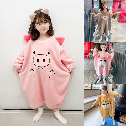 Kids Pajamas Children Sleepwear Onesies Pajamas Set Boys Girls Autumn Winter Fleece Long Sleeve Cartoon Pyjama Flannel Nightwear