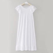 Kids Girls Lace Dress Children Nightdress Solid Color Ruffle Autumn Long Sleeve White Princess Dress Home Robe Sleepwear Vestido