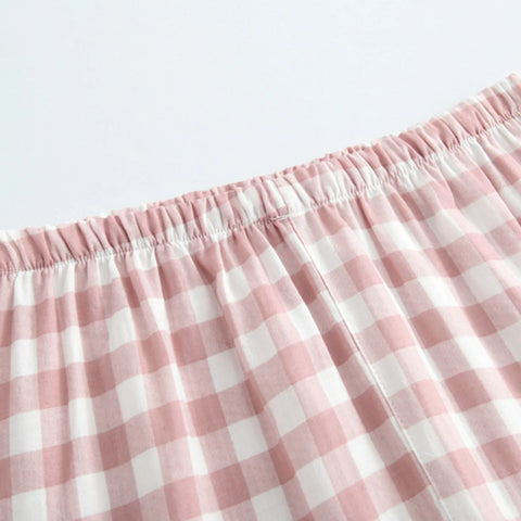 2025 New Children's Pajamas Loose Cotton Nightclothes Two-Piece Set Kids Casual Homewear Plaid Long Sleeve Sleepwear Pajamas Set