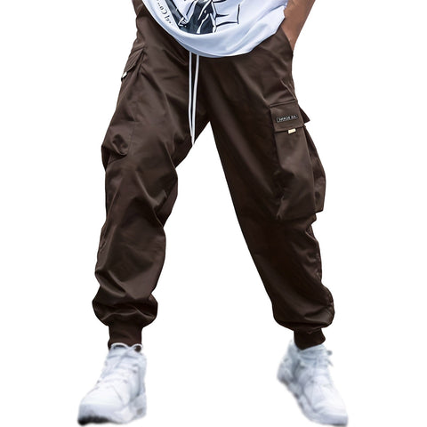 New Men's Casual Jogging Cargo Pants Solid Drawstring Sports Pants WIth Pockets Men Trousers Streetwear Hip-Hop Halen Pants