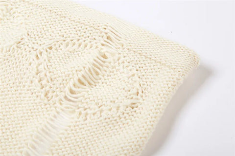 Echoine Irregular RibbonStrapless Crop Top and Mini Skirt Summer Knit Hollow Out See Through Matching Set  Two Piece Set Outfits