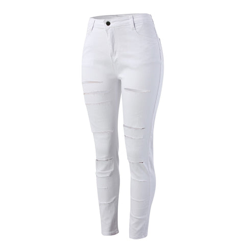 New Ripped Jeans Women'S Pencil Pants Ripped Y2k Slim Fit Hole Leggings High Waist Casual Baggy Pants Casual Comfy Trousers