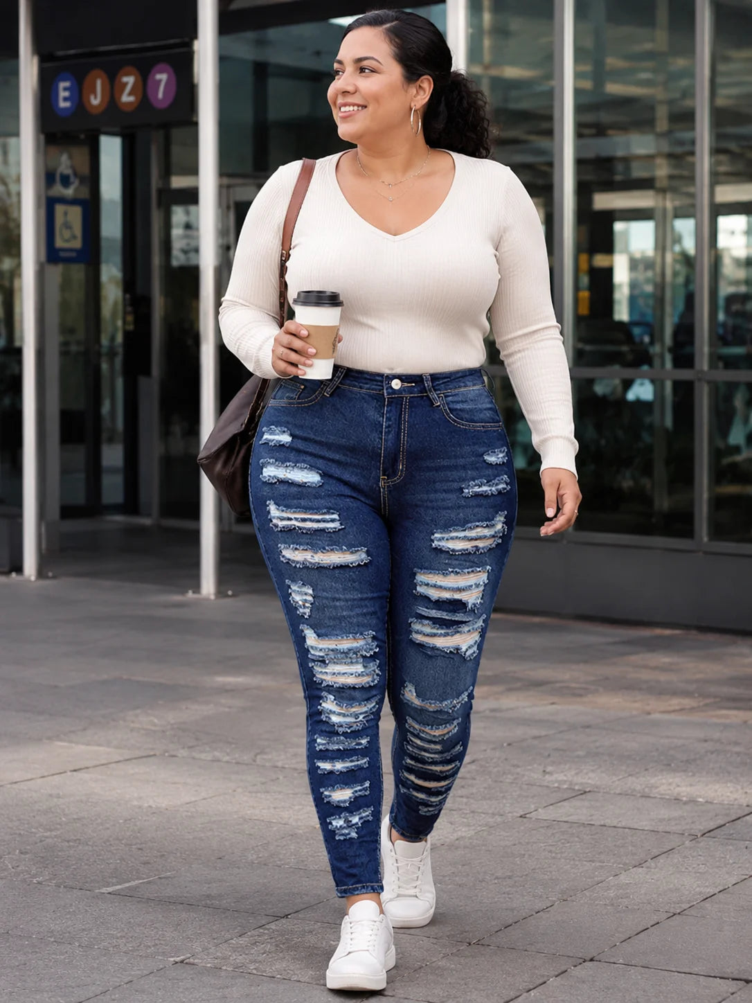Distressed High-Waist Skinny Jeans – view 2 of 6