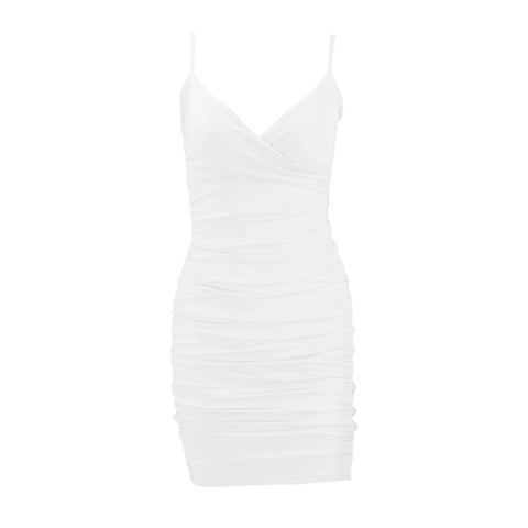 Women Suspenders Party Dress Lady Outfit Sexy Slim Fit Dress V-neck Y2k Clubwear Bodycon Hip-wrapped Mini Dress