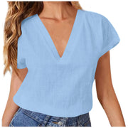Summer Elegant Blouses For Women 2024 Women'S Summer Solid Color Linen Cotton Loose Half Sleeve Blusas Elegantes Para Mujer 2024
