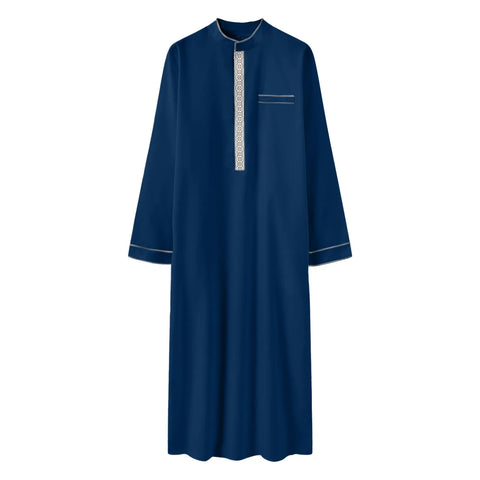 2025 Muslim Men Robe Embroidered Loose Long Skirt Ramadan Prayer Kaftan Pakistan Attire Thobe Gentleman Traditional Dress