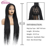 36" Full Lace Braided Wigs Synthetic Hair Box Braids Lace Front Wigs Knotless Braided Wigs For Black Women Braiding Wigs African