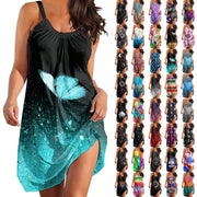 Gradient Print Dresses for Women Summer Sleeveless O Neck Boho Beach Dress Vestidos Ladies Oversized Plus Size Dresses Sundress