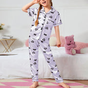 Children's Sleepwear Suits Home Wear Thin Short Sleeve Cardigan Shirts Tops+Pants Children's Pajamas Set Summer Leisure Clothes