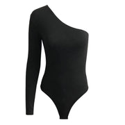 Women's One Shoulder Bodysuit Sleeveless Long Sleeve Tank Top Body Suit Solid Color Romper Jumpsuits For Women Summer 2024