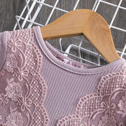 Kids Dresses For Girls 2-7Y Flower Lace Patchwork Tulle Dress Wedding Little Girls Party Birthday Dress Children Casual Clothing