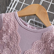 Kids Dresses For Girls 2-7Y Flower Lace Patchwork Tulle Dress Wedding Little Girls Party Birthday Dress Children Casual Clothing