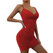 Women Suspenders Party Dress Lady Outfit Sexy Slim Fit Dress V-neck Y2k Clubwear Bodycon Hip-wrapped Mini Dress