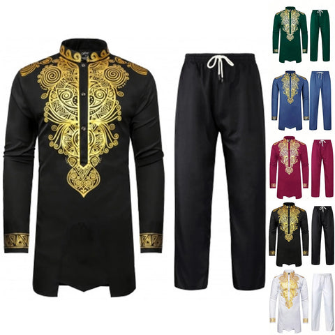 Middle East Traditional Culture Muslim Robe Arab Men's Traditional Clothing 3d Technology Printed Pattern Two Piece Set Clothing