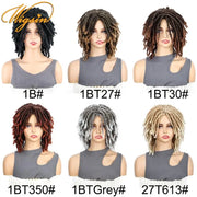 WIGSIN Synthetic 6Inch Dreadlocks Hair Wig Short Curled Twisted Braid Black Brown Heat Resistant Breathable Wig for Black Women
