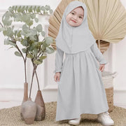 Girl Muslim Dress With Hijab For Newborn Infant Girls 0-6 Years Prayer Dress Muslim Clothes Long Sleeve Muslim Robe+Headscarf