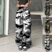 Womens Camouflage Cargo Pants American Streetwear Y2k Hip Hop Loose Baggy Trousers Street Casual Joggers Wide Leg Sweatpants