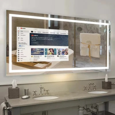 Customized Smart Magic Mirror Full Function Glass Smart Android Tv Mirror Smart Led Bathroom Mirror with Touch Screen Hotel