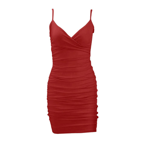 Women Suspenders Party Dress Lady Outfit Sexy Slim Fit Dress V-neck Y2k Clubwear Bodycon Hip-wrapped Mini Dress