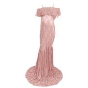 Laundry Cape Coat Maternity Ruffled Sleeves V Neck Tail Length Long Dress Photography Dress Woman down