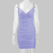 Women Suspenders Party Dress Lady Outfit Sexy Slim Fit Dress V-neck Y2k Clubwear Bodycon Hip-wrapped Mini Dress