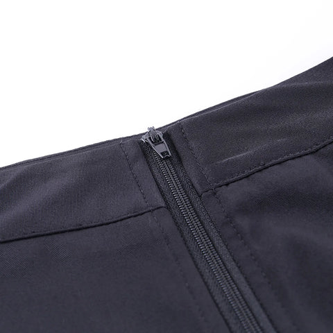 Women Gothic Skirt High Waist Punk Streetwear Streamer A-Line Skirt Nightclub Sexy Irregular Belted Black Faldas Pleated Skirt