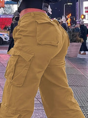 Women Street Trend Multi-pocket Cargo Jeans Casual Denim Straight Leg Pants