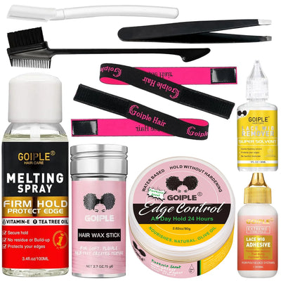 GOIPLE Waterproof Wig Glue Adhesive Extra Hold Melting Spray for Lace Front Hair Wax Stick Edge Control Gel Wig Installation Kit