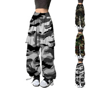 Womens Camouflage Cargo Pants American Streetwear Y2k Hip Hop Loose Baggy Trousers Street Casual Joggers Wide Leg Sweatpants