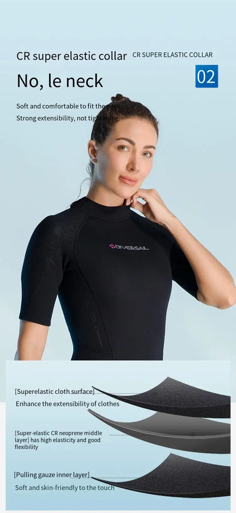 NEW Wetsuit 3mm Neopreno Surf Suit Short Sleeve Swimwear Kitesurf Scuba Diving Suit Spearfishing Swimsuits for Women