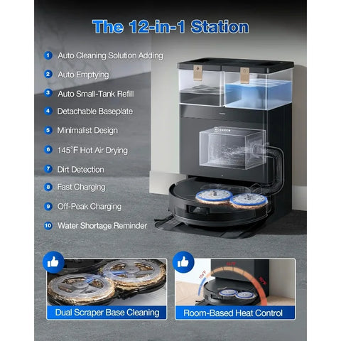 Omni Robot Vacuum and Mop, 18,500Pa Suction, 18mm Auto-Lift, ZeroTangle &TruEdge 2.0, AIVI 3.0 Obstacle Avoidance