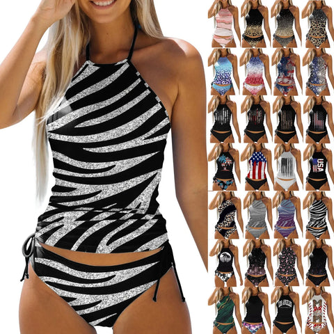 2024 Women Beachwear Swim Tankini Monokini Swimwear Bathing Suit Two Pieces Swimsuits Plus Size Printed Tankinis Bikinis Sets