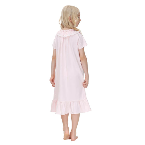 Toddler Girls Nightdress New Summer Princess Style Pure Cotton Summer Children's Sleepwear Dress Short Sleeve Lace Home Dress