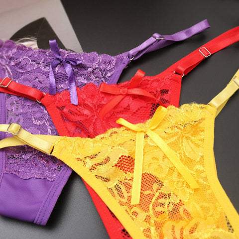 2025 New 7Pcs Sexy Women G-String Lace T-Back Thong Lingerie Solid Color Underwear T Pants Low Waist Panties Tanga Underpants