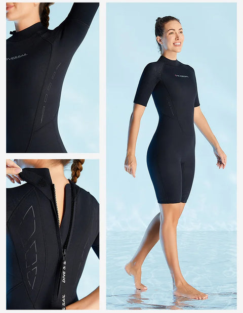 NEW Wetsuit 3mm Neopreno Surf Suit Short Sleeve Swimwear Kitesurf Scuba Diving Suit Spearfishing Swimsuits for Women