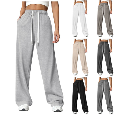 Women’S Fleece Lined Wide Leg Sweatpants High Waisted Drawstring Baggy Baggy Cargo Pants Fall Casual Joggers Tracksuit Pants