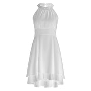 Vestidos Women'S Dress Solid Color Sexy Off-Shoulder Sleeveless Dress 2024 Pleated Summer Round Neck Hanging Neck A-Line Dress