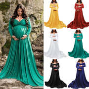 Womens Maternity Dress Sexy Off Shoulders Long Sleeve Photography Pregnants Dresses Solid Color Princess Dress Photo Props